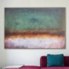 Large Original Abstract Landscape Paintings on Canvas Textured Minimalist Paintings In Green, Beige And Gold Colors Oil Painting Wall Decor | MORNING