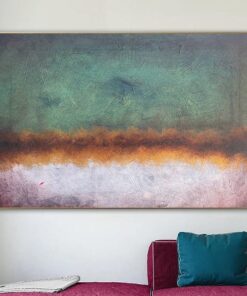 Large Original Abstract Landscape Paintings on Canvas Textured Minimalist Paintings In Green, Beige And Gold Colors Oil Painting Wall Decor | MORNING
