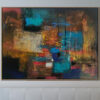 Large Original Abstract Painting in Brown And Blue Colors Minimalist Handmade Artwork Modern Wall Art | BRONZE ABSTRACTION Large Original Abstract Painting in Brown And Blue Colors Minimalist Handmade Artwork Modern Wall Art | BRONZE ABSTRACTION