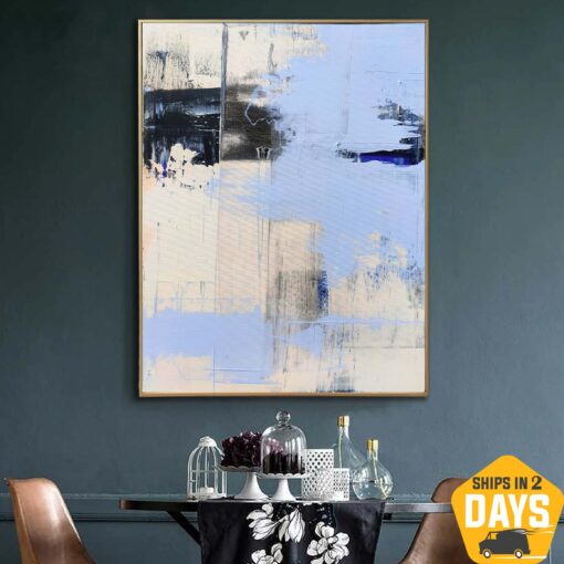 Buy Large Original Abstract Paintings On Canvas Modern Beige And Blue Painting Textured Oil Painting Mixed Media | ASSOCIATION 114 39.37"x29.52" online shopping cheap