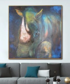 Large Original Abstract Rhino Paintings on Canvas Contemporary Art Textured Oil Painting Modern Creative Painting | RAW POWER