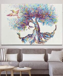 Large Original Abstract Tree Painting Bird Painting Oil Canvas Painting Abstract Fine Art Impasto Painting Wall Art Decor | ONCOMING SPRING