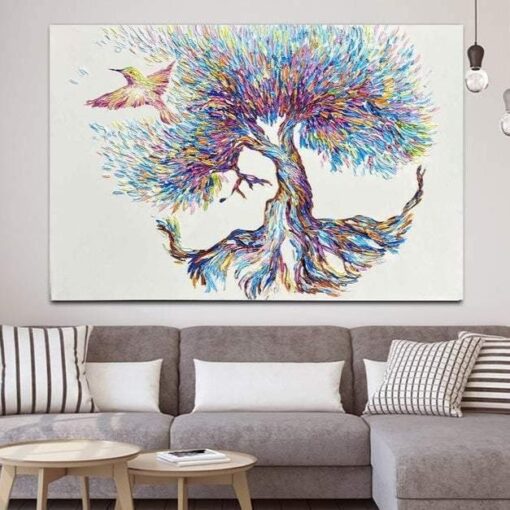 Buy Large Original Abstract Tree Painting Bird Painting Oil Canvas Painting Abstract Fine Art Impasto Painting Wall Art Decor | ONCOMING SPRING online shopping cheap
