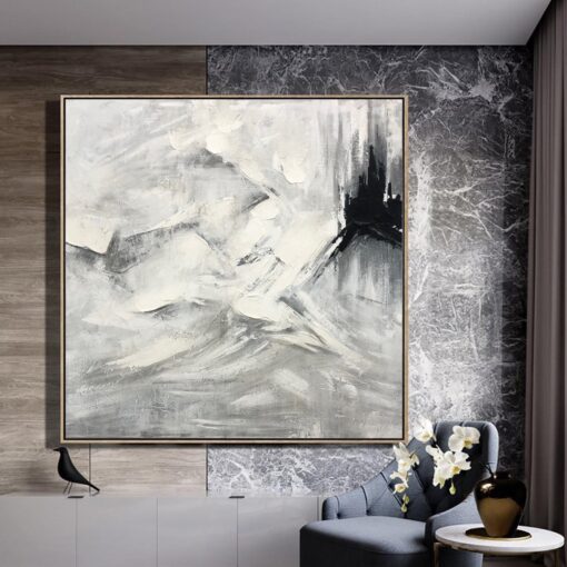 Buy Large Original Abstract White Paintings On Canvas Acrylic Wall Art Modern Original Wall Decor | WINTER BLIND online shopping cheap