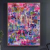 Buy Large Original Acrylic  Abstract Hearts Painting Canvas Artwork Love Wall Art | LOVE ART online shopping cheap