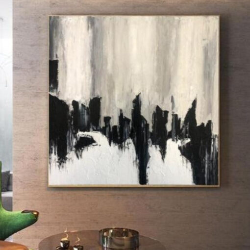 Buy Large Original Black And White Abstract Acrylic Paintings On Canvas Creative Wall Art | FLOWING GOLD online shopping cheap