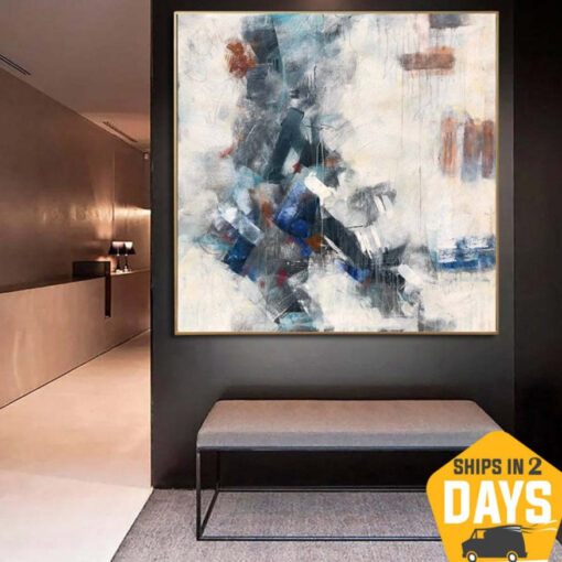 Buy Large Original Colorful Paintings On Canvas Modern Beige Wall Art Creative Oil Painting Expressionism Art | FROST 39.37"x39.37" online shopping cheap