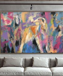 Large Original Dog Painting Abstract Afghan Hound Painting On Canvas Colorful Acrylic Dog Fine Art Modern Wall Art | MYTHICAL DOG
