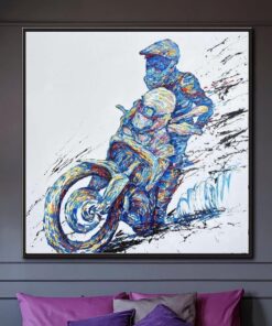 Large Original Motorcycle Paintings On Canvas Abstract Motorsport Wall Art | OBSESSION