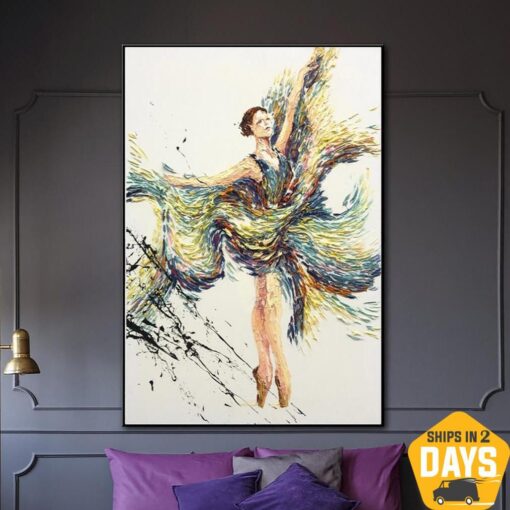 Buy Large Original Oil Abstract Ballerina Painting Dancer Painting Colorful Paintings On Canvas Modern Painting Fine Art | DEBUTANTE 28"x20" online shopping cheap