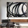 Buy Large Original Oil Abstract Painting Black And White Acrylic Painting On Canvas Modern Handmade Canvas Wall Painting | COURSE OF ACTIONS online shopping cheap