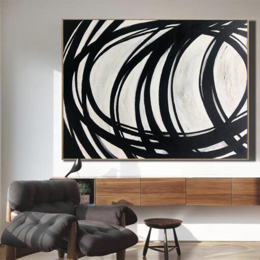 Buy Large Original Oil Abstract Painting Black And White Acrylic Painting On Canvas Modern Handmade Canvas Wall Painting | COURSE OF ACTIONS online shopping cheap