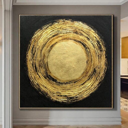 Buy Large Original Oil Painting Circle Painting Black Canvas Abstract Gold Painting Frame Fine Art Painting Modern Wall Art | GOLDEN PORTAL online shopping cheap