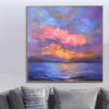 Buy Large Original Oversized Painting Blue Artwork Purple Painting Pink Canvas Art Ocean Modern Art Landscape Painting Canvas Painting | PURPLE HORIZON online shopping cheap