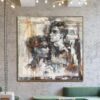 Buy Large Original Romantic Paintings On Canvas Beige Figurative Art Loving Couple Painting Modern Love Fine Art | LOVE STORY online shopping cheap