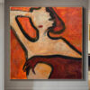 Buy Large Original Woman Paintings On Canvas Abstract Minimalistic Wall Art Modern Figurative Fine Art | WOMAN IN RED online shopping cheap