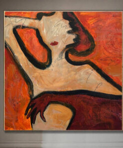 Large Original Woman Paintings On Canvas Abstract Minimalistic Wall Art Modern Figurative Fine Art | WOMAN IN RED