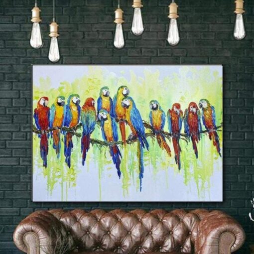 Buy Large Painting Original Artwork Bird Painting Parrots Painting Oil On Canvas | MACAWS online shopping cheap