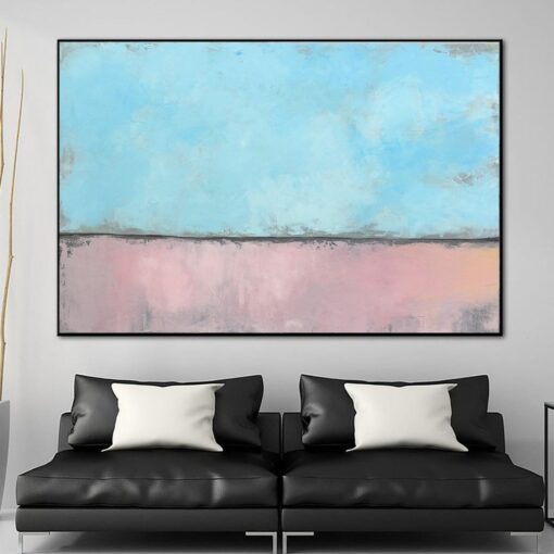 Buy Large Paintings On Canvas Original Blue Painting Oil Painting Abstract Pink Wall Art Canvas Abstract Minimalist Painting | SUNNY MORNING online shopping cheap