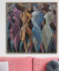 Large People Painting Human Fine Art Silhouette Canvas Art 40×40 Customized Paintings Personalized Artwork For Hotel Interior | DIVERSITY