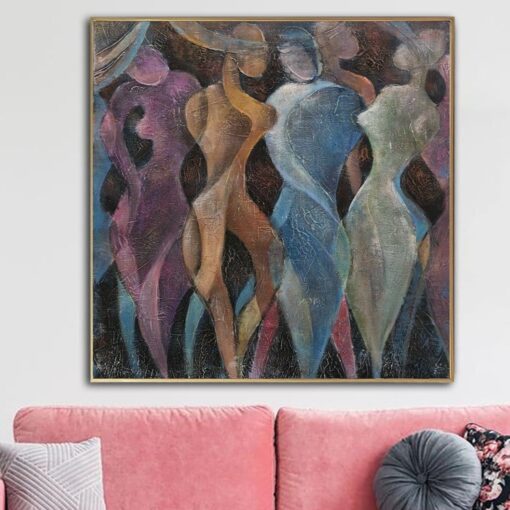 Buy Large People Painting Human Fine Art Silhouette Canvas Art 40x40 Customized Paintings Personalized Artwork For Hotel Interior | DIVERSITY online shopping cheap