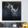Buy Large Rhinoceros Painting On Canvas Wild Animal Wall Art Rhino Textured Art Monochrome Artwork Wild Animal Canvas Art | RHINO ARCHIE 32"x32" online shopping cheap