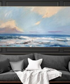 Large Sea Landscape Painting on Canvas Abstract Ocean Wall Art Handmade Textured Painting Marine Art for Room Decor | SEA SERENITY