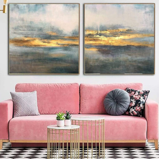 Buy Large Sunset Painting Set of 2 Paintings Seascape Canvas Art Acrylic Sunset Wall Art on Canvas Original Artwork Living Room Wall Decor | EVENING MOOD online shopping cheap