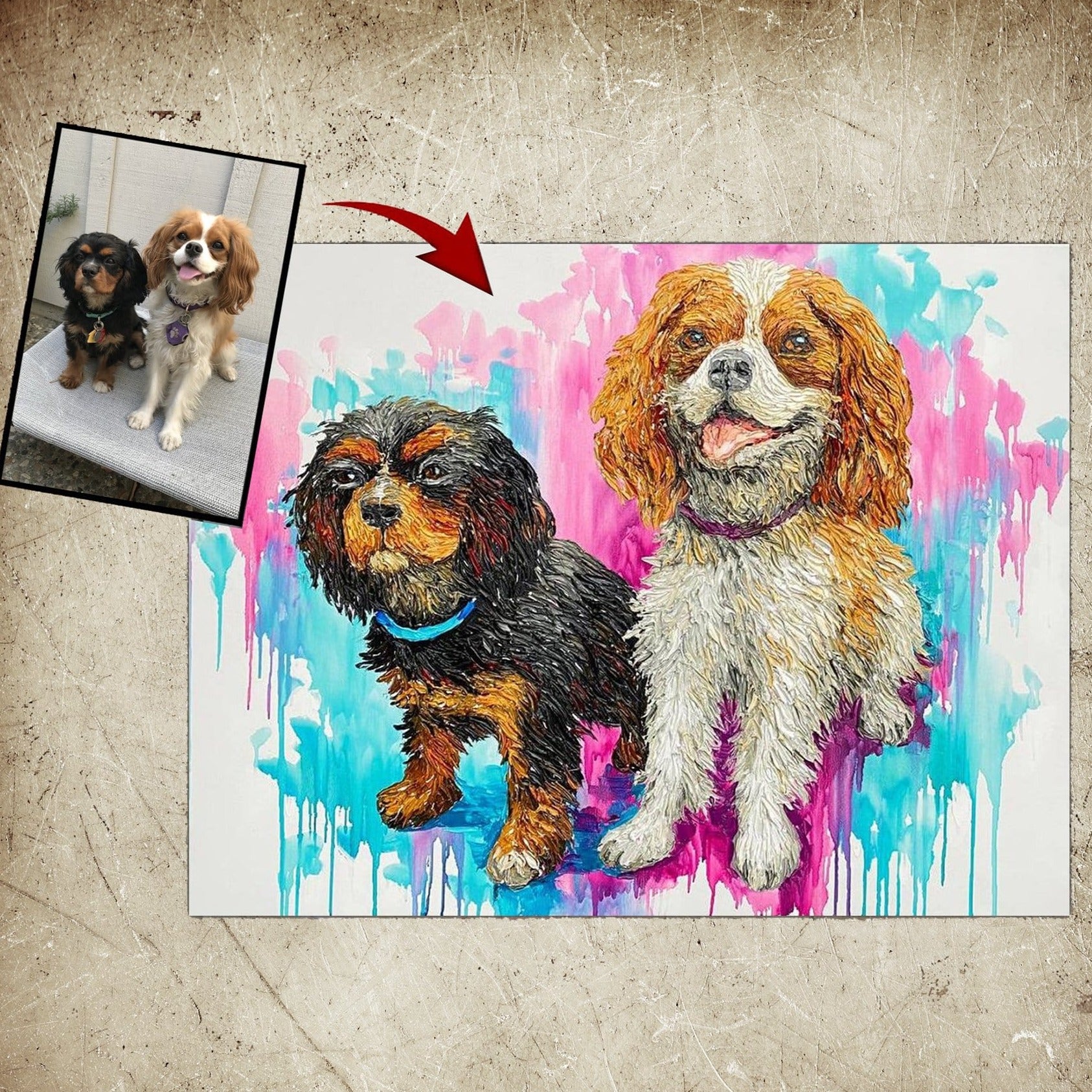 Buy Large Wall Art Custom Dog Portrait Animal Paintings On Canvas Colorful Wall Art Oil Painting Original Framed Artwork Contemporary Art | PUPPIES online shopping cheap