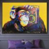 Buy Large abstract canvas Monkey with musical player Paintings on canvas pop art abstract fine art contemporary art wall decor | MONKEY ON STYLE online shopping cheap