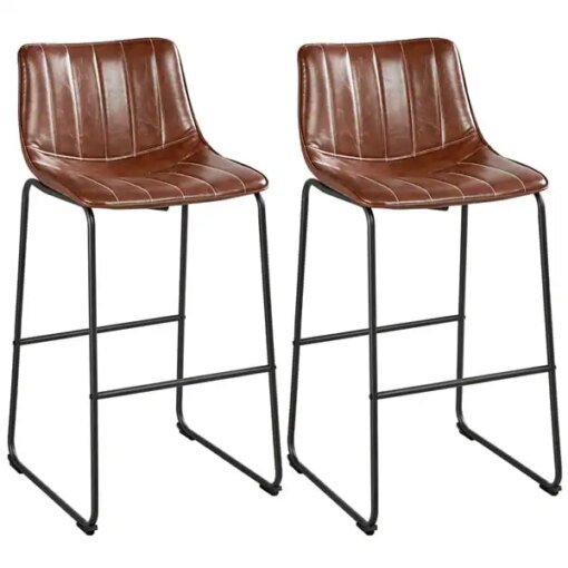Buy Leather High Bar Stool with Backrest