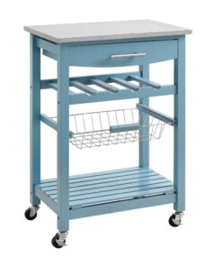 Linon Clarke Mobile Kitchen Cart, Blue