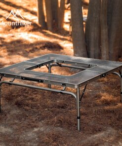 MOUNTAINHIKER Outdoor Combination Table Detachable Rounding Table Camping Table Portable BBQ Cooking Kitchen Iron Table Folding