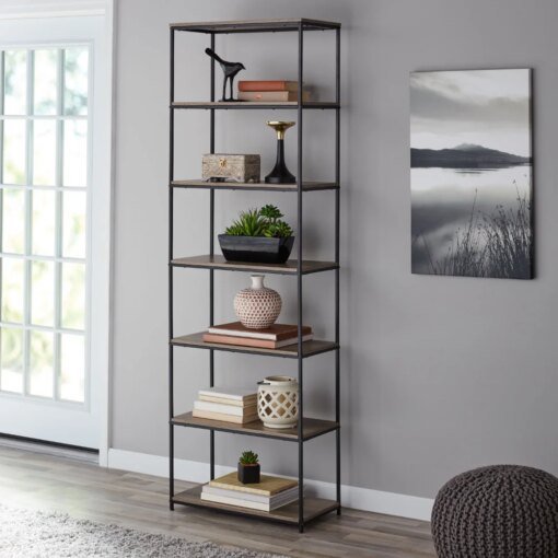 Buy Mainstays 6-Shelf Metal Frame Bookcase
