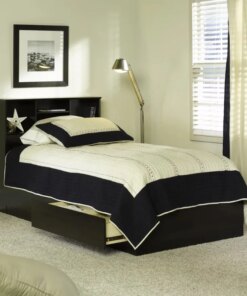 Mainstays Mates Storage Bed with Bookcase Headboard, Twin, Cinnamon Cherry Finish