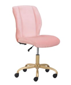 Mainstays Plush Velvet Office Chair, Pearl Blush