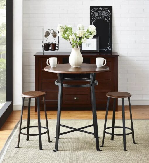Buy Mainstays Round 3-Piece Metal Pub Set with Wooden Top
