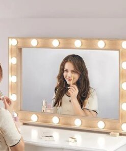 Makeup Mirror with Lights, Large Lighted Mirror with 18 LED Bulbs for Dressing Room & Bedroom, -Mount/Tabletop (White)