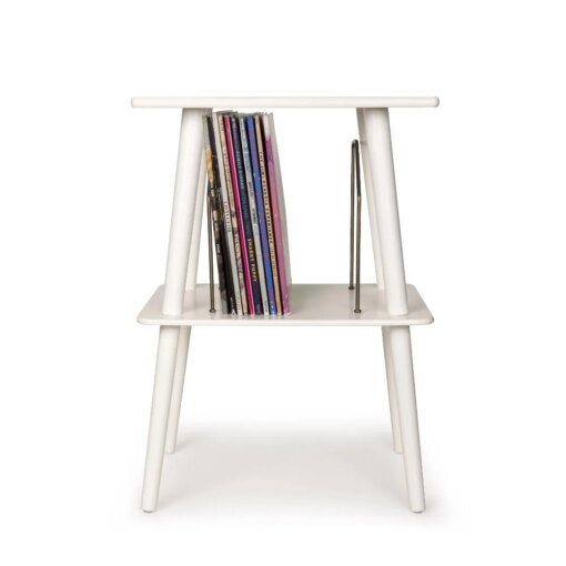 Buy Manchester Mid-Century Wood and Metal Turntable Stand in White online shopping cheap