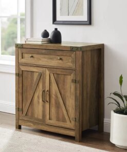 Manor Park Farmhouse Barn Door Accent Cabinet, Rustic Oak