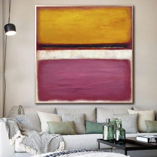 Buy Mark Rothko Original Abstract Fine Art Yellow Art Pink Paintings On Canvas Modern Acrylic Rothko Style Painting Wall Decor | YELLOW SKY online shopping cheap