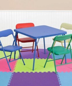 Mindy Kids Colorful Folding Table and Chair Set, Blue, 5 Piece table and chair set for kids