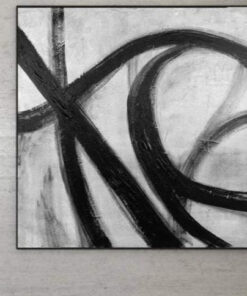 Minimalist Artwork Oversized Canvas Painting Abstract Franz Kline style Silver Paintings on Canvas Wall Decor Artwork on Canvas Office Decor | TENTACLES
