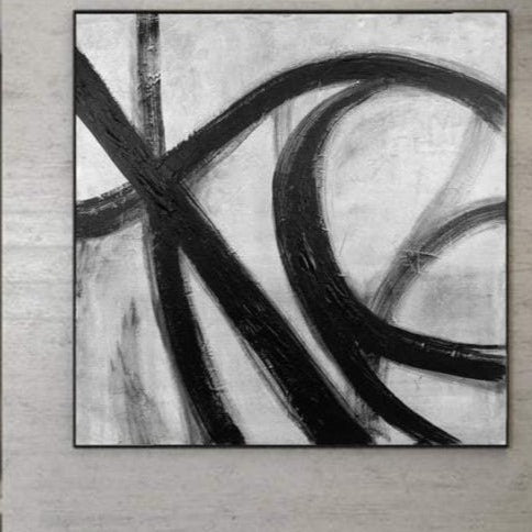 Buy Minimalist Artwork Oversized Canvas Painting Abstract Franz Kline style Silver Paintings on Canvas Wall Decor Artwork on Canvas Office Decor | TENTACLES online shopping cheap