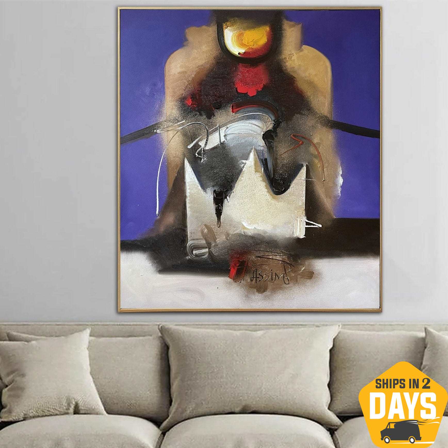 Buy Modern Abstract Colorful Paintings On Canvas Original Textured Painting Wall Decor | PYRAMIDS 47.2"x39.4" online shopping cheap