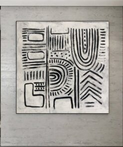 Modern Black And White Painting on Canvas Eclectic Wall Art Black and White Symbols Painting Contemporary Art Commission Artwork | ANCIENT SIGNS