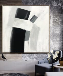 Modern Black and White Painting Canvas Minimalist Wall Art Abstract Expressionism Art Abstract Shapes Art Brush Strokes Painting | SILENT SHAPES