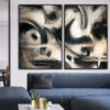 Buy Modern Set Of 2 Abstract Beige Paintings Black and White Wall Artwork Large Living Room Decor | PROJECTED online shopping cheap