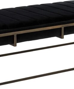 Modern Velvet Ottoman Bench with Brass Finish, Black Pouf ottoman Folding step stool Wiggle stool Folding stool Reposapiés Tele