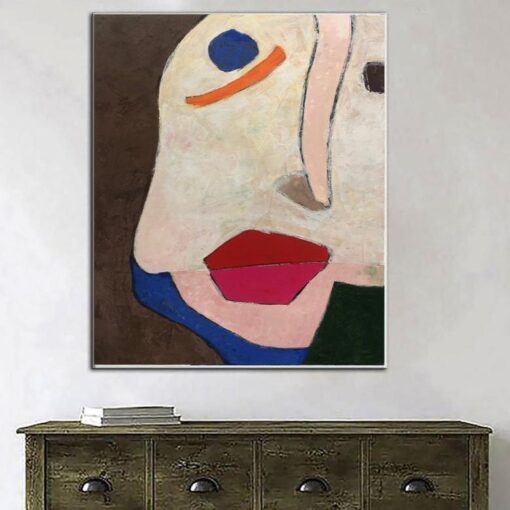 Buy Modern pop art contemporary Face Painting Original Abstract Paintings Large Abstract Figurative Painting On Canvas Fashion Wall Art | STRANGER online shopping cheap